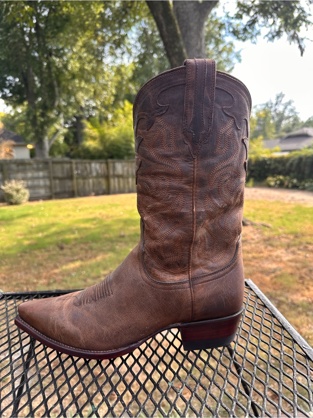 Tecovas Distressed Brown Leather Western Boots— like NEW!!